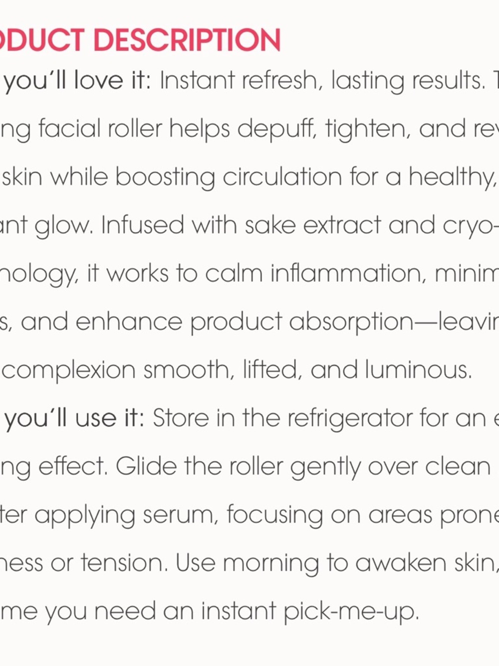 SKININC Cryo-Ice Sake Roller - White to Pink Facial Massager - Picture 3 of 3